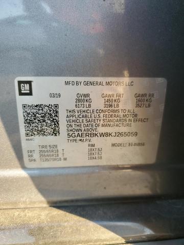 5GAERBKW8KJ265059 - 2019 BUICK ENCLAVE ESSENCE SILVER photo 12