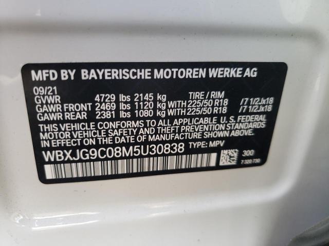 WBXJG9C08M5U30838 - 2021 BMW X1 XDRIVE28I WHITE photo 12