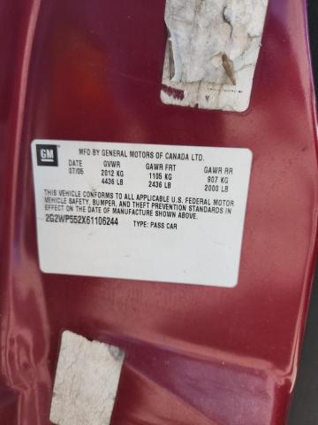 2G2WP552X61106244 - 2006 PONTIAC GRAND PRIX RED photo 13