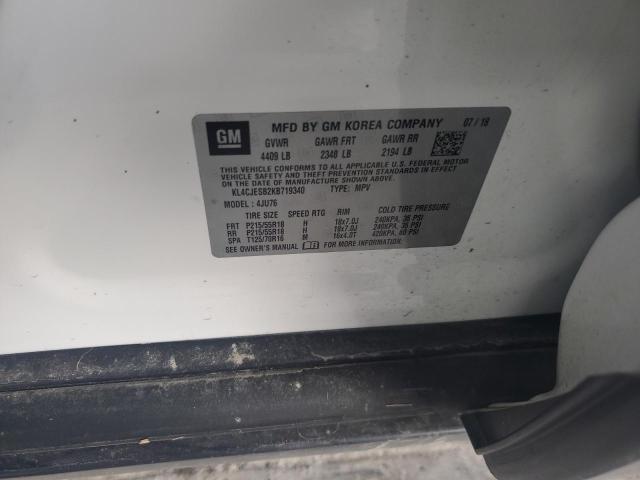 KL4CJESB2KB719340 - 2019 BUICK ENCORE PREFERRED Սպիտակ լուսանկար 12