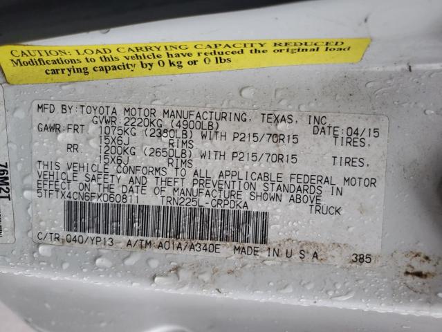 5TFTX4CN6FX060811 - 2015 TOYOTA TACOMA ACCESS CAB 白色 照片 12