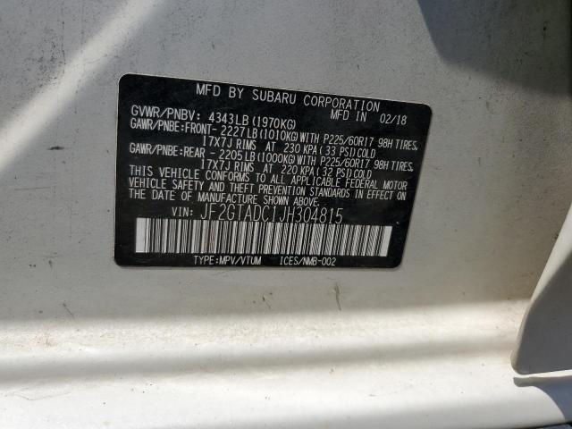 JF2GTADC1JH304815 - 2018 SUBARU CROSSTREK PREMIUM თეთრი ფოტო 12