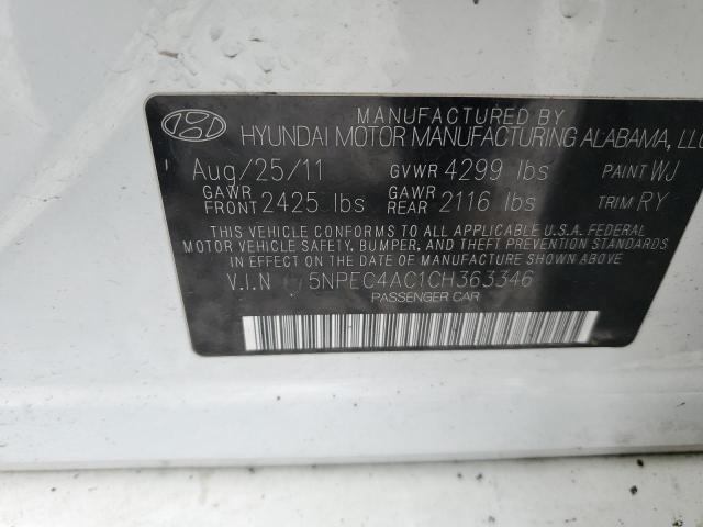 5NPEC4AC1CH363346 - 2012 HYUNDAI SONATA SE 白色 照片 23