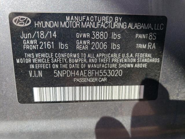 5NPDH4AE8FH553020 - 2015 HYUNDAI ELANTRA SE GRAY photo 12