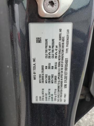 5YJ3E1ET1RF854601 - 2024 TESLA MODEL 3 CHARCOAL photo 12