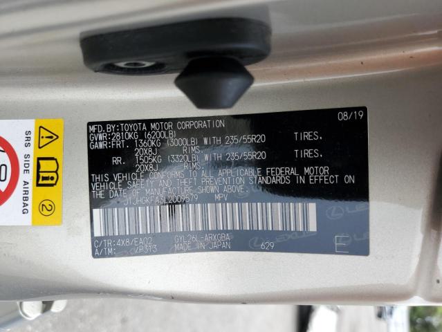 JTJHGKFA3L2009579 - 2020 LEXUS RX 450H L GOLD photo 14