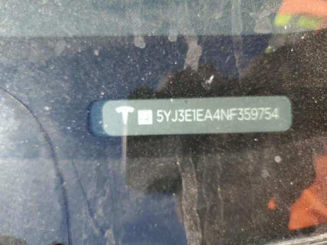 5YJ3E1EA4NF359754 - 2022 TESLA MODEL 3 GRAY photo 12