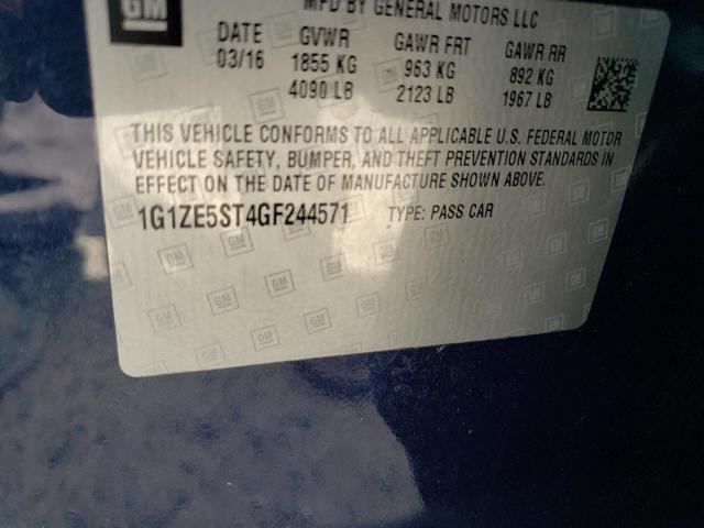 1G1ZE5ST4GF244571 - 2016 CHEVROLET MALIBU LT BLUE photo 12
