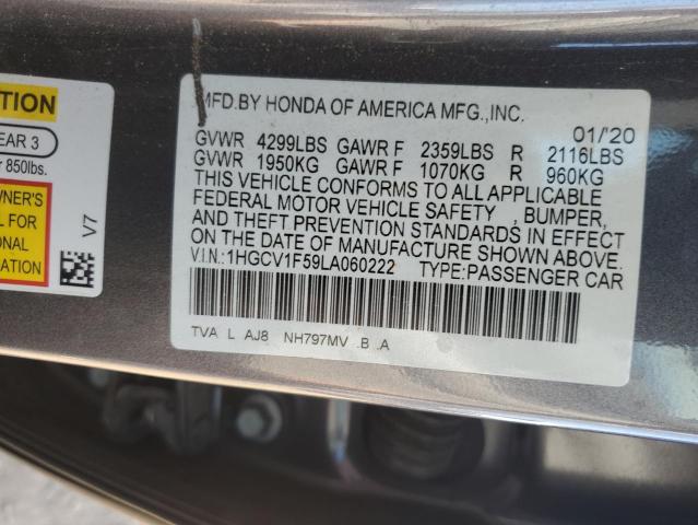 1HGCV1F59LA060222 - 2020 HONDA ACCORD EXL GRAY photo 12