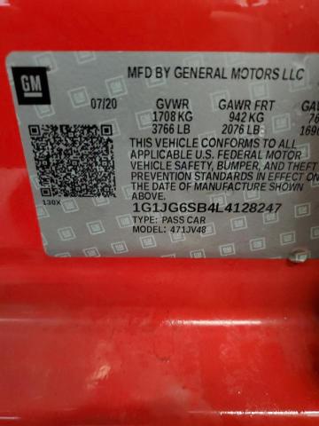 1G1JG6SB4L4128247 - 2020 CHEVROLET SONIC Կարմիր լուսանկար 12