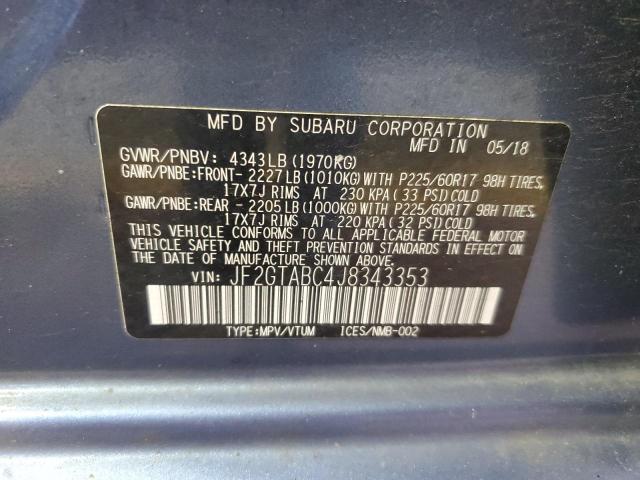 JF2GTABC4J8343353 - 2018 SUBARU CROSSTREK PREMIUM BLUE photo 12