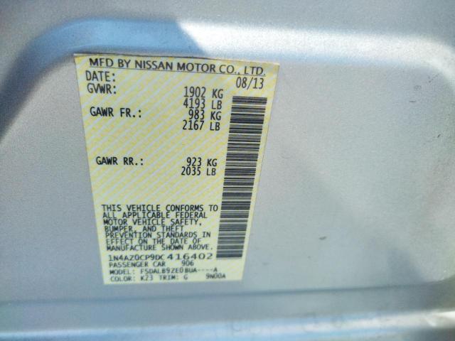 1N4AZ0CP9DC416402 - 2013 NISSAN LEAF S SILVER photo 12