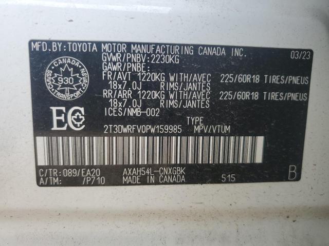 2T3DWRFV0PW159985 - 2023 TOYOTA RAV4 LIMITED WHITE photo 13