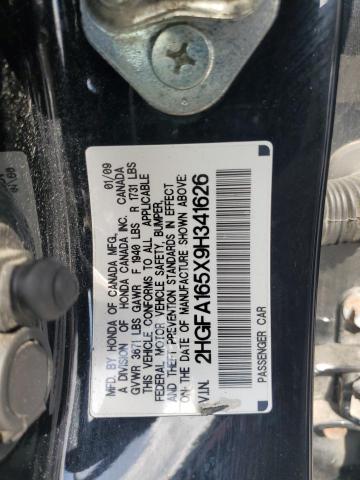 2HGFA165X9H341626 - 2009 HONDA CIVIC LX BLACK photo 13