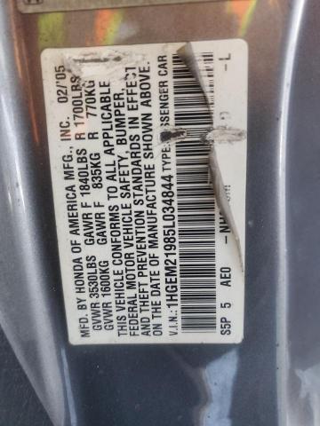 1HGEM21985L034844 - 2005 HONDA CIVIC EX GRAY photo 13
