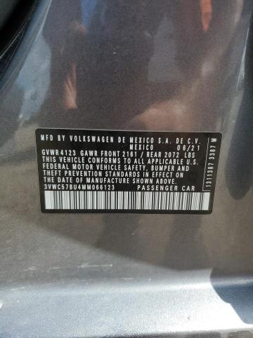 3VWC57BU4MM066123 - 2021 VOLKSWAGEN JETTA S GRAY photo 12