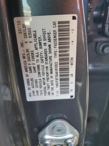 1HGCP2F74AA181822 - 2010 HONDA ACCORD EX GRAY photo 13