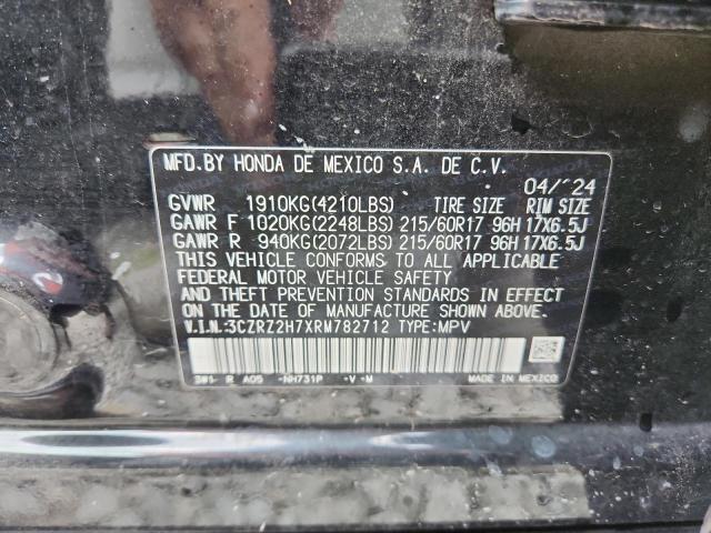 3CZRZ2H7XRM782712 - 2024 HONDA HR-V EXL BLACK photo 13