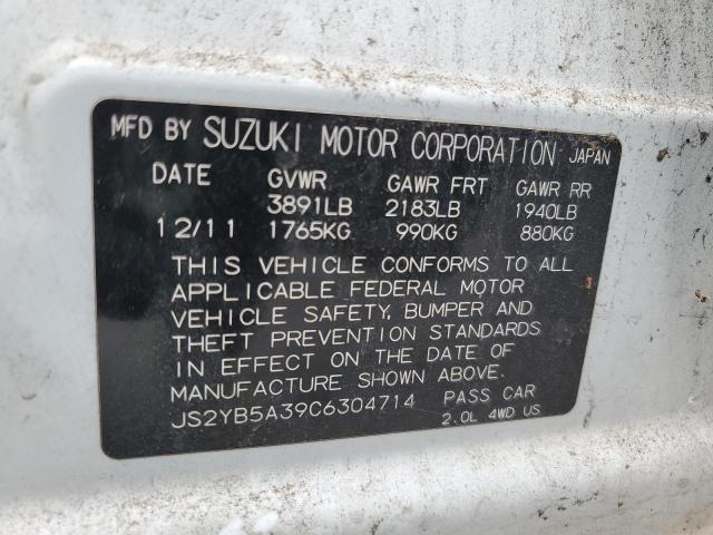 JS2YB5A39C6304714 - 2012 SUZUKI SX4 WHITE photo 12