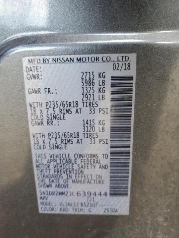 5N1DR2MM2JC639444 - 2018 NISSAN PATHFINDER S Մոխրագույն լուսանկար 13