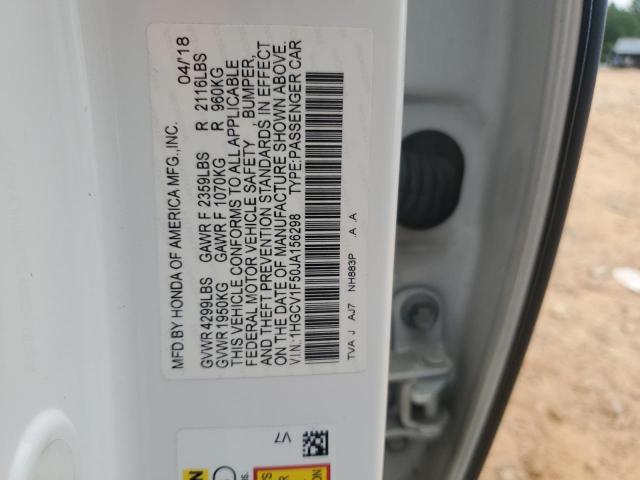 1HGCV1F50JA156298 - 2018 HONDA ACCORD EXL WHITE photo 12
