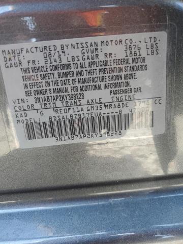 3N1AB7AP2KY398228 - 2019 NISSAN SENTRA S ვერცხლისფერი ფოტო 12