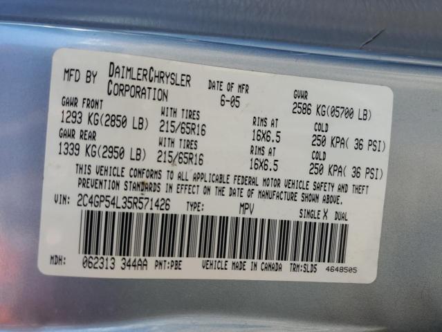 2C4GP54L35R571426 - 2005 CHRYSLER TOWN & COU TOURING 银色 照片 14