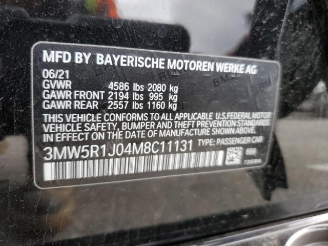 3MW5R1J04M8C11131 - 2021 BMW 330I BLACK photo 12