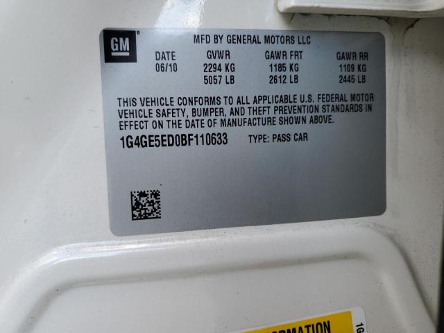 1G4GE5ED0BF110633 - 2011 BUICK LACROSSE CXS 白色 照片 13