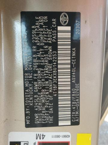 4T1BF3EKXBU142253 - 2011 TOYOTA CAMRY BASE Qızıl foto 12