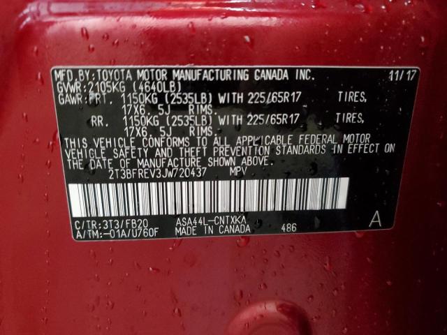 2T3BFREV3JW720437 - 2018 TOYOTA RAV4 LE RED photo 13