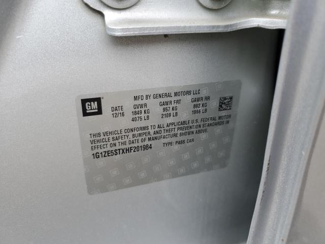 1G1ZE5STXHF201984 - 2017 CHEVROLET MALIBU LT SILVER photo 12