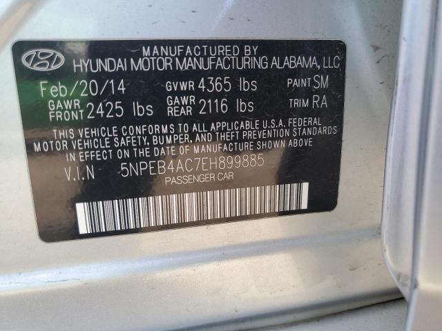 5NPEB4AC7EH899885 - 2014 HYUNDAI SONATA GLS SILVER photo 12