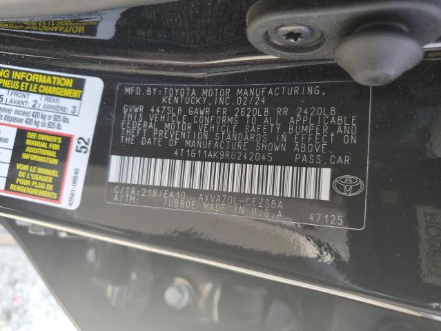 4T1G11AK9RU242045 - 2024 TOYOTA CAMRY SE NIGHT SHADE BLACK photo 12