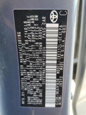 5YFEPMAE1MP148804 - 2021 TOYOTA COROLLA LE SILVER photo 12