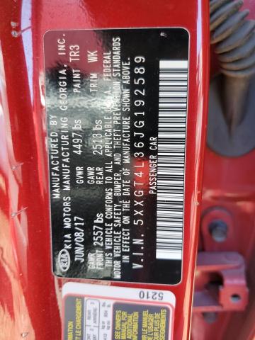 5XXGT4L36JG192589 - 2018 KIA OPTIMA LX RED photo 12