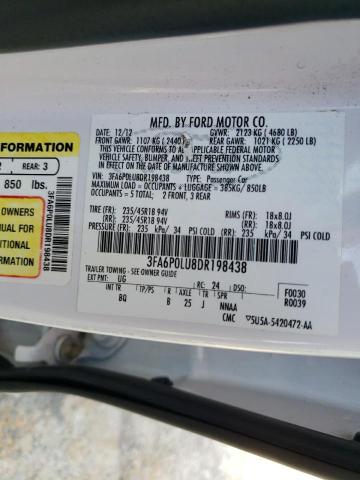 3FA6P0LU8DR198438 - 2013 FORD FUSION SE HYBRID WHITE photo 12