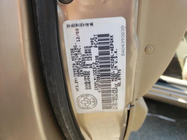 4T1BF28B01U147238 - 2001 TOYOTA AVALON XL 金色 照片 12