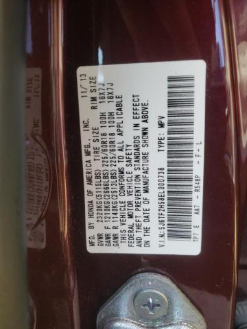 5J6TF2H58EL000738 - 2014 HONDA CROSSTOUR EXL Bordo foto 12