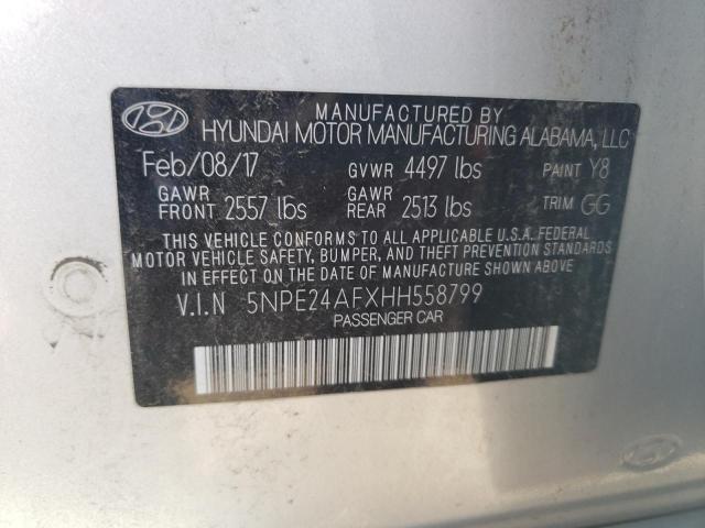 5NPE24AFXHH558799 - 2017 HYUNDAI SONATA SE SILVER photo 12