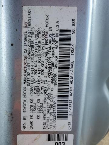 5TETX22N17Z392171 - 2007 TOYOTA TACOMA ACCESS CAB ვერცხლისფერი ფოტო 12