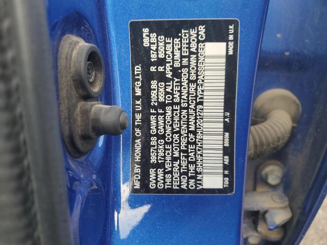 SHHFK7H76HU201279 - 2017 HONDA CIVIC EXL Mavi foto 13