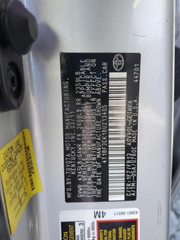 4T1BF3EK1BU213405 - 2011 TOYOTA CAMRY BASE SILVER photo 13
