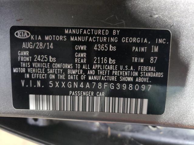 5XXGN4A78FG398097 - 2015 KIA OPTIMA EX GRAY photo 13