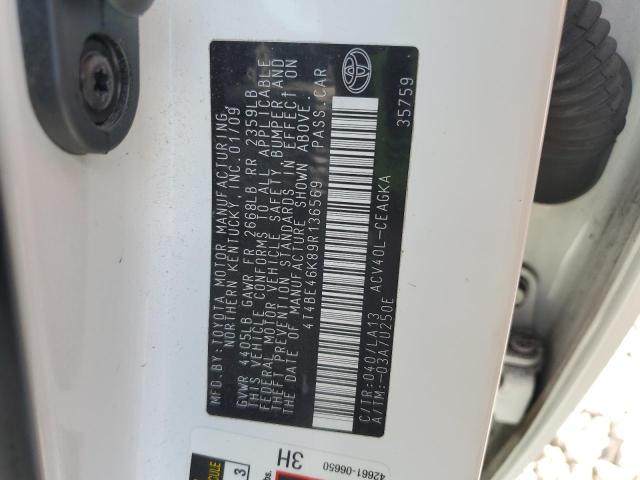 4T4BE46K89R136569 - 2009 TOYOTA CAMRY BASE 白色 照片 13
