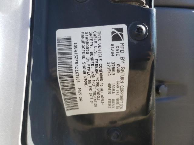 1G8AJ52F54Z167580 - 2004 SATURN ION LEVEL 2 SILVER photo 12