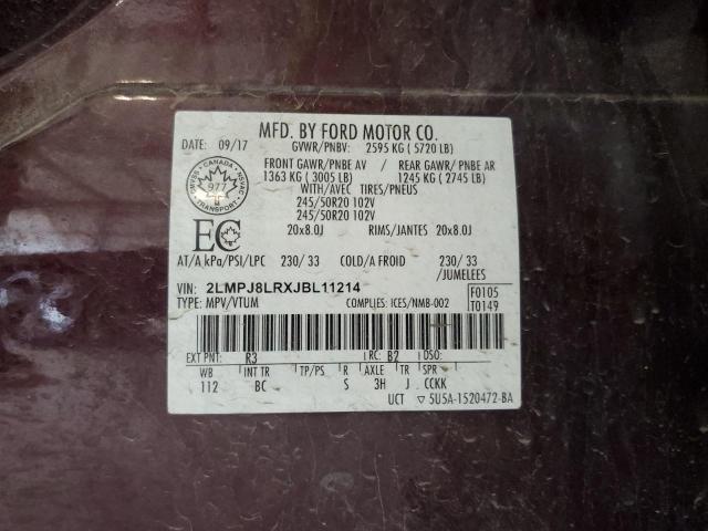 2LMPJ8LRXJBL11214 - 2018 LINCOLN MKX RESERVE Շագանակագույն լուսանկար 13