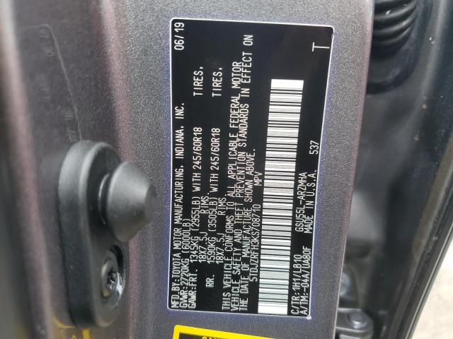 5TDJZRFH3KS708710 - 2019 TOYOTA HIGHLANDER SE GRAY photo 13