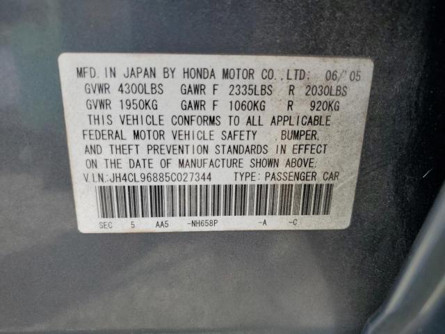 JH4CL96885C027344 - 2005 ACURA TSX BLUE photo 12