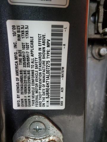 5J6RE4H71AL007275 - 2010 HONDA CR-V EXL GRAY photo 14